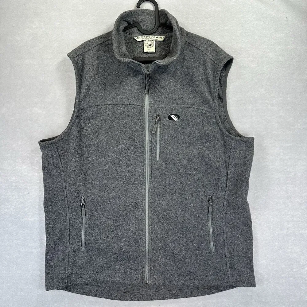 Mack’s Prairie Wings‎ Men's XL Gray Fleece Vest Hunting Multifunctional Full Zip